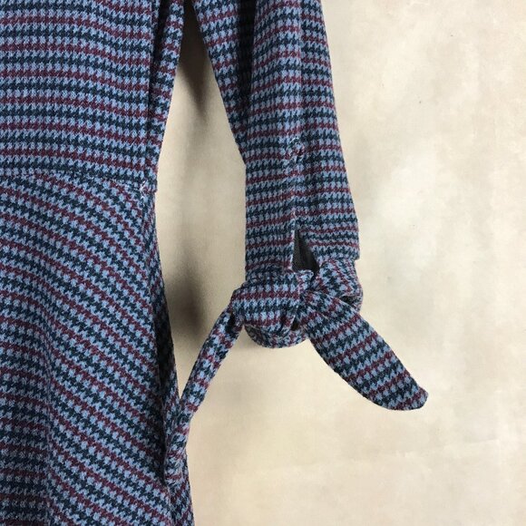 GILLI Blue/Red Houndstooth Tie Sleeve Knit Mini Dress SMALL - Picture 5 of 7